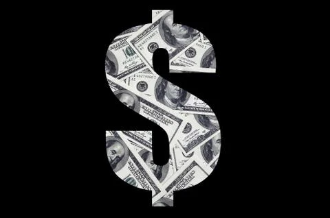 The symbol "Dollar" on a black background. A pattern from the set of scattere Stock Photos
