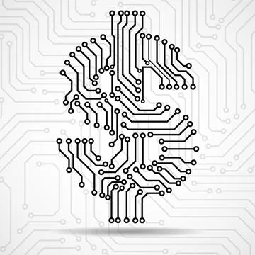 Symbol of dollar. Circuit board. Technology design Stock Illustration