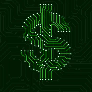 Symbol of dollar. Circuit board. Technology design Stock Illustration