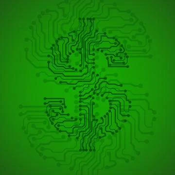 Symbol of dollar. Circuit board. Vector illustration. Eps 10 Stock Illustration