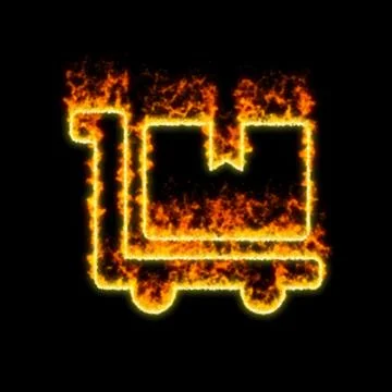 The symbol dolly flatbed burns in red fire 스톡 일러스트