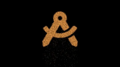 Symbol drafting compass appears from crumbling sand. Then crumbles down. Alpha Stock Footage 106591310