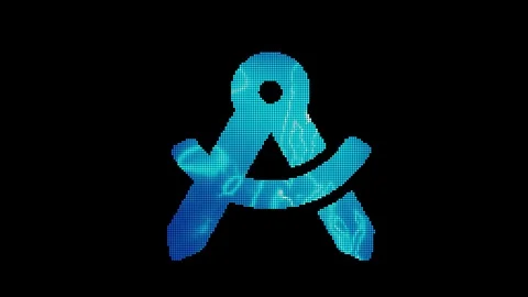 The symbol drafting compass is assembled from small balls. Then it shimmers with Stock Footage 128561430