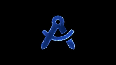 Symbol drafting compass. Blue Electric Glow Storm. looped video. Alpha channel Stock Footage 98330158