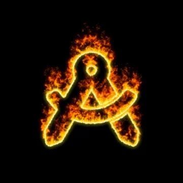 The symbol drafting compass burns in red fire Illustrazione stock