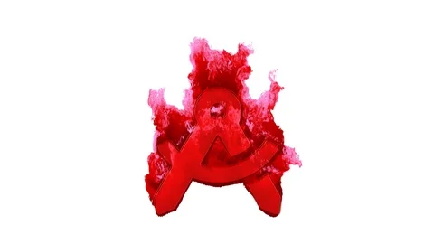 Symbol drafting compass inflames with dark fire, then burns. In - Out loop. Stock Footage 105961364