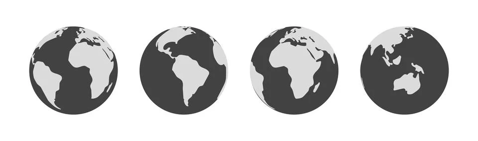 Symbol earth globe world. Vector planet sign. Simple silhouette worldwide map Stock Illustration