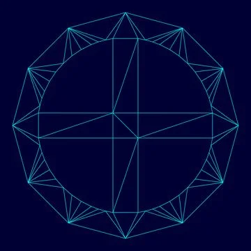 Symbol earth low poly triangulation triangulated polygonal electric cyan bl.. Stock Illustration
