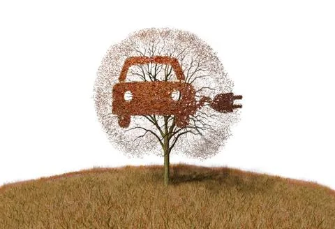 Symbol electricity car on tree Stock-Illustration