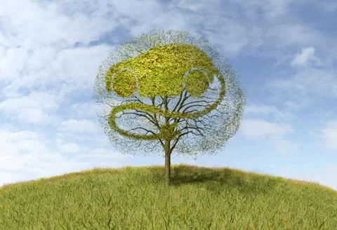 Symbol electricity car on tree Stock-Illustration