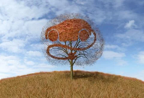 Symbol electricity car on tree Stock-Illustration
