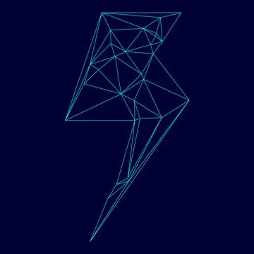 Symbol electricity low poly triangulation triangulated polygonal electric cya Stock Illustration