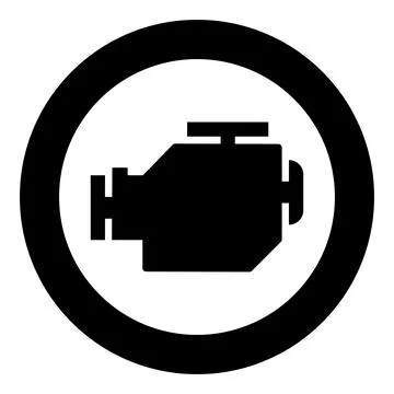 Symbol engine car icon in circle round black color vector illustration image  Stock Illustration