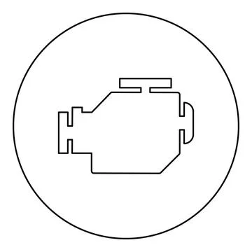 Symbol engine car icon in circle round black color vector illustration imag.. Stock Illustration