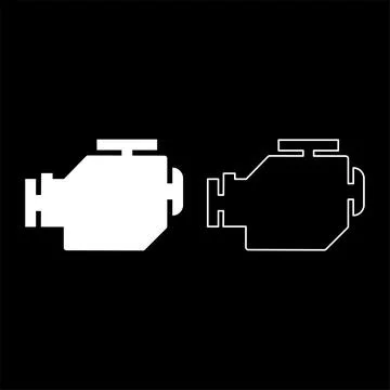 Symbol engine car set icon white color vector illustration image solid fill.. Stock Illustration
