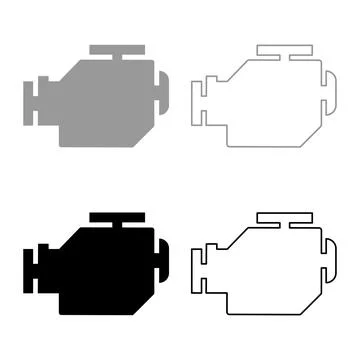 Symbol engine car set icon grey black color vector illustration image solid.. Stock Illustration