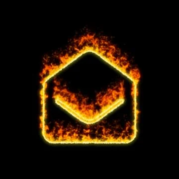 The symbol envelope open burns in red fire Stock Illustration