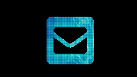 The symbol envelope square is assembled from small balls. Then it shimmers with Stock Footage 128584900