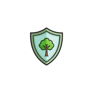 Symbol of environmental protection featuring a tree within a shield, repres.. Stock Illustration