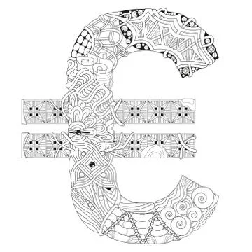 Symbol of euro zentangle. Vector decorative object Stock Illustration