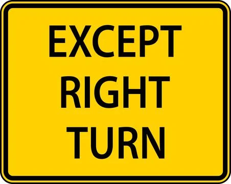 Symbol Except Right Turn Plaque Sign Stock Illustration