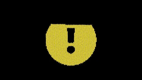 Symbol exclamation circle is knitted from a woolen thread. Knit like a sweater Stock Footage 120048419