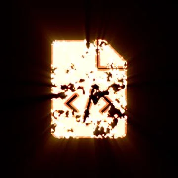 Symbol file code burned on a black background. Bright shine Stock-Illustration