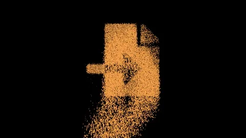 Symbol file import appears from crumbling sand. Then crumbles down. Alpha Video stock 106895957