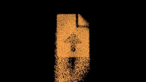 Symbol file upload appears from crumbling sand. Then crumbles down. Alpha Stock Footage 106896022