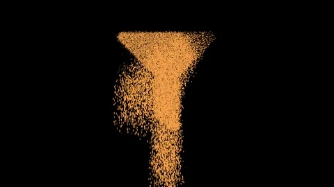 Symbol filter appears from crumbling sand. Then crumbles down. Alpha channel Video stock 106893575