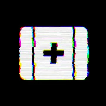 Symbol first aid has defects. Glitch and stripes Stock Illustration