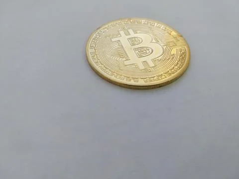 Symbol of the first cryptocurrency bitcoin 스톡 사진