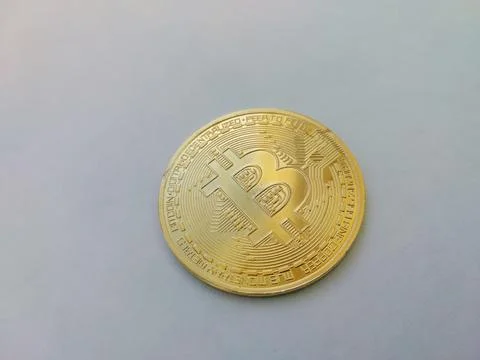 Symbol of the first cryptocurrency bitcoin Fotos de archivo