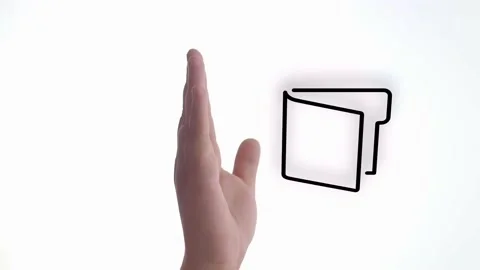 Symbol of a folder animation appearing over a hand. White background. 스톡 동영상 235886091