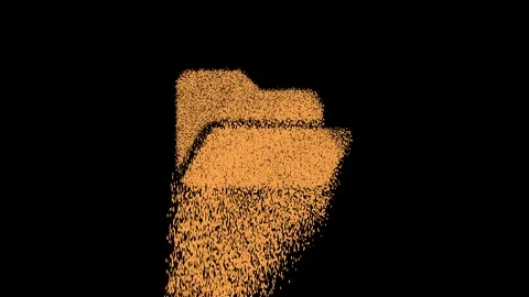 Symbol folder open appears from crumbling sand. Then crumbles down. Alpha Stock Footage 106893600