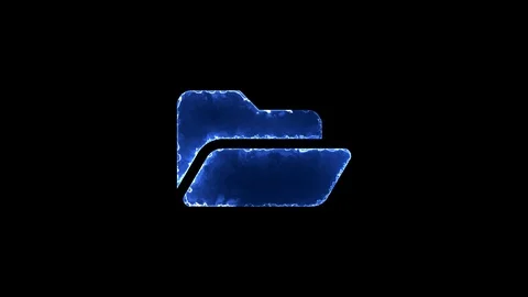 Symbol folder open. Blue Electric Glow Storm. looped video. Alpha channel black Stock Footage 98422122