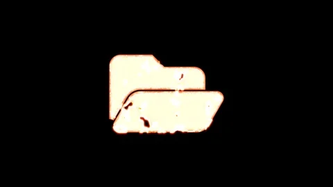 Symbol folder open burns out of transparency, then burns again. Alpha channel Stock Footage 116500020