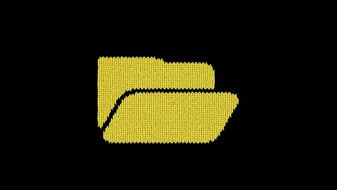 Symbol folder open is knitted from a woolen thread. Knit like a sweater Stock Footage 120139336