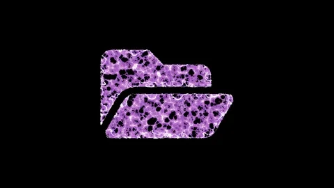 Symbol folder open shimmers in three colors: Purple, Green, Pink. In - Out loop. Stock Footage 123993838