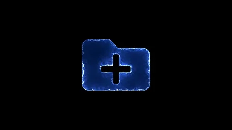 Symbol folder plus. Blue Electric Glow Storm. looped video. Alpha channel black Stock Footage 98424225
