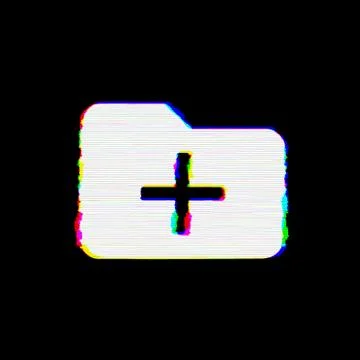 Symbol folder plus has defects. Glitch and stripes 스톡 일러스트