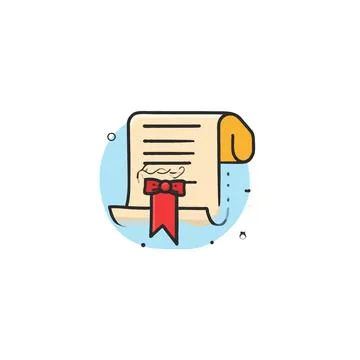 Symbol of formal document icon with seal and ribbon representing certificat.. Stock Illustration