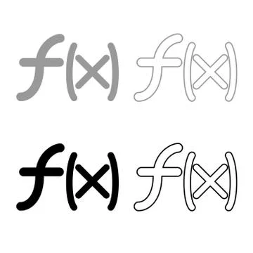 Symbol function icon outline set grey black color Stock Illustration