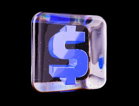 A symbol in a glass cube 3d render 스톡 일러스트