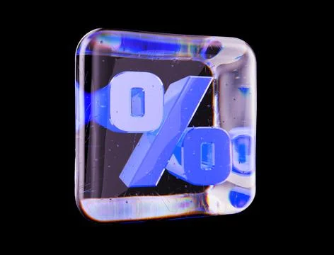 A symbol in a glass cube 3d render 스톡 일러스트
