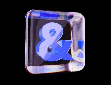 A symbol in a glass cube 3d render 스톡 일러스트