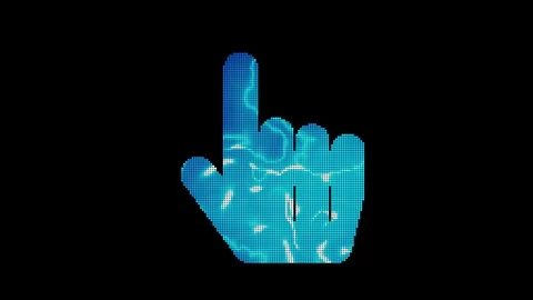 The symbol hand pointer is assembled from small balls. Then it shimmers with Stock Footage 128912207