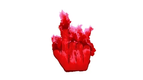 Symbol hand pointer inflames with dark fire, then burns. In - Out loop. Alpha Stock Footage 106418330