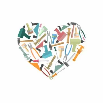 Symbol heart of Construction tools. Logo for carpentry shop or mastreskoj too Stockillustratie