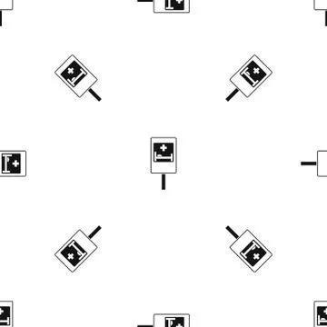 Symbol of hospital road sign pattern seamless black イラスト素材